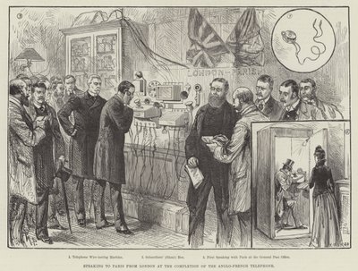 Speaking to Paris from London at the Completion of the Anglo-French Telephone by Melton Prior
